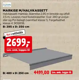 jem & fix MARKISE M/HALVKASSETT tilbud