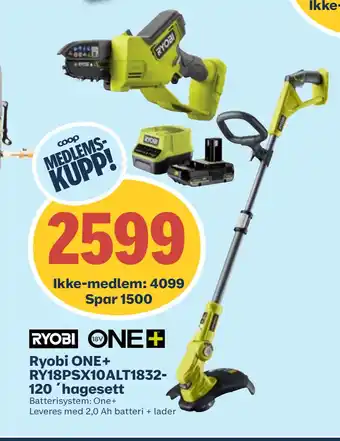 Coop Obs Ryobi ONE+ RY18PSX10ALT1832120 ´hagesett tilbud