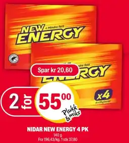 Coop Extra NIDAR NEW ENERGY 4 PK tilbud