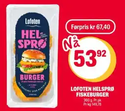 Coop Extra LOFOTEN HELSPRØ FISKEBURGER tilbud