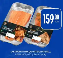 Rema 1000 LAKS M/HVITLØK OG URTER/NATURELL tilbud