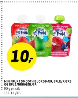 Bunnpris MIN FRUKT SMOOTHIE JORDBÆR, EPLE/P/ÆRE OG EPLE/BRINGEBÆR tilbud