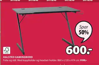 JYSK HALSTED GAMINGBORD tilbud