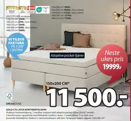 JYSK GOLD C75 LATEX KONTINENTALSENG tilbud