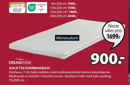 JYSK GOLD T50 OVERMADRASS tilbud