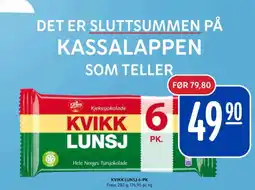 Rema 1000 Kvikk lunsj sjokoladebar tilbud