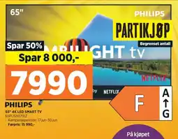 POWER PHILIPS 65" 4K LED SMART TV tilbud