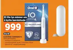 POWER ELEKTRISK TANNBØRSTE ORALBIO4SQWH tilbud