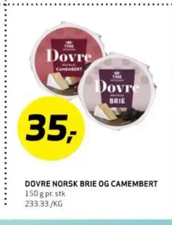 Bunnpris DOVRE NORSK BRIE OG CAMEMBERT tilbud