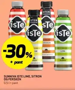 Bunnpris SUNNIVA ISTE LIME, SITRON OG FERSKEN tilbud