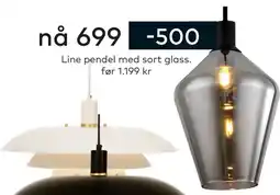 Skeidar Line pendel med sort glass tilbud