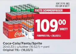 Meny Coca-Cola/Fanta/Sprite tilbud