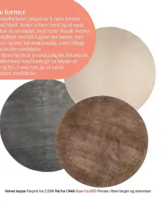 Møbelringen Velvet teppe tilbud