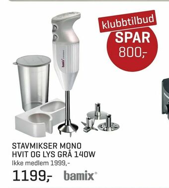 Jernia Stavmikser mono hvit og lys grå 140w tilbud