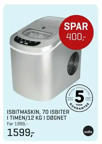 Isbitmaskin, 70 isbiter i timen/12 kg i døgnet