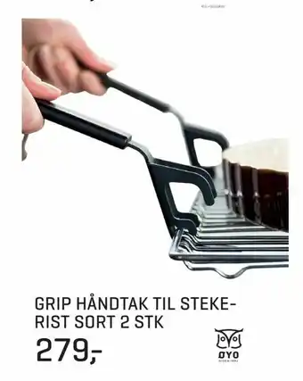 Jernia Grip håndtak til steke- rist sort 2 stk tilbud