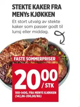 Meny STEKTE KAKER FRA MENYS KJØKKEN tilbud
