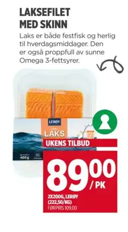 Meny LAKSEFILET MED SKINN tilbud