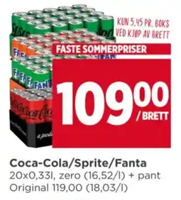 Meny Coca-Cola/Sprite/Fanta tilbud