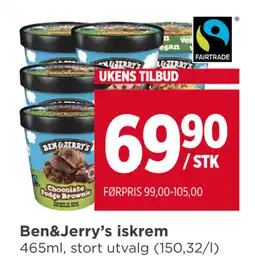 Meny Ben&Jerry’s iskrem tilbud