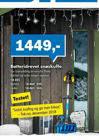 Biltema Batteridrevet snøskuffe tilbud