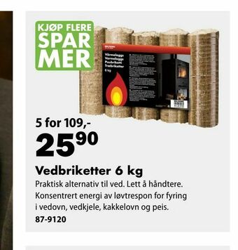 Biltema Vedbriketter 6 kg tilbud