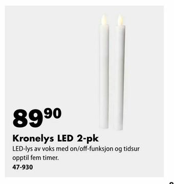 Biltema Kronelys LED 2-pk tilbud