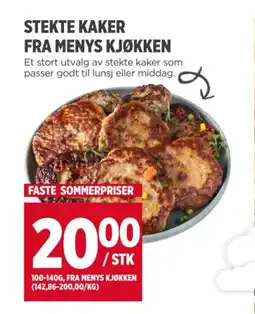 Meny STEKTE KAKER FRA MENYS KJØKKEN tilbud