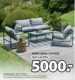 JYSK RISVEDEN BORD + SOFA + 2 STOLER tilbud