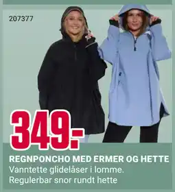 Europris REGNPONCHO MED ERMER OG HETTE tilbud