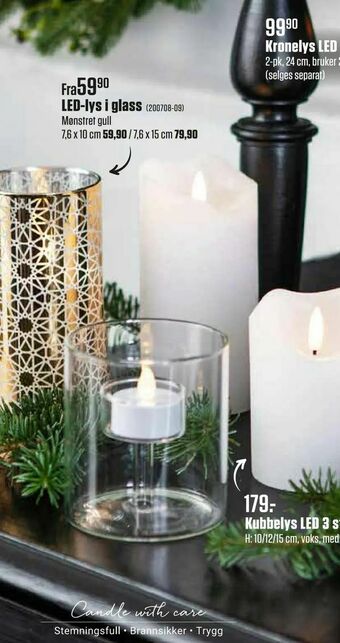 Europris LED-lys i glass tilbud