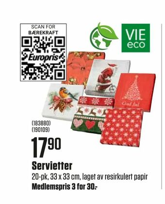 Europris Servietter tilbud