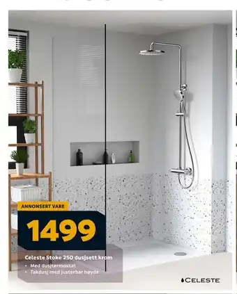 Megaflis Celeste Stoke 250 dusjsett krom tilbud