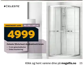 Megaflis Celeste Silvia buet dusjkabinett krom tilbud