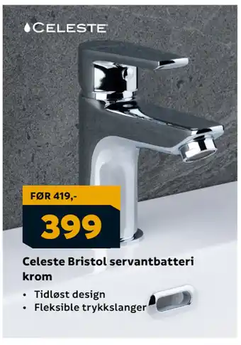 Megaflis Celeste Bristol servantbatteri krom tilbud