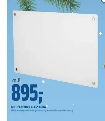Coop Obs Mill panelovn glass 600w tilbud