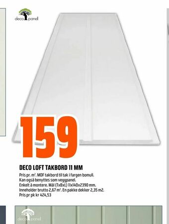 Obs Bygg Deco loft takbord 11 mm tilbud