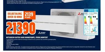 Obs Bygg Mitsubishi kaiteki 6600 varmepumpe, ferdig montert tilbud