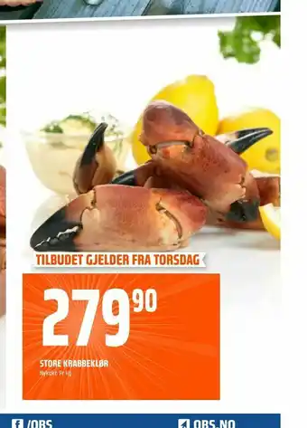 Coop Obs Store krabbeklør tilbud