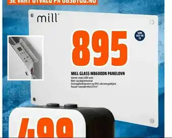 Obs Bygg Mill glass mb600dn panelovn tilbud