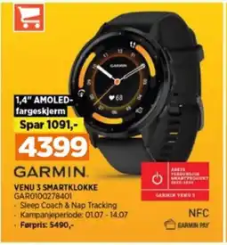 POWER GARMIN VENU 3 SMARTKLOKKE tilbud