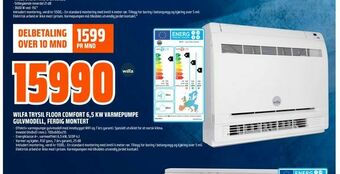 Obs Bygg Wilfa trysil floor comfort 6,5 kw varmepumpe gulvmodell, ferdig montert tilbud