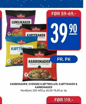 Rema 1000 Karbonader, svenske kjøttboller, kjøttkaker & karbonader tilbud