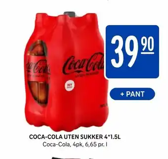 Rema 1000 Coca-cola uten sukker 4*1,5l tilbud