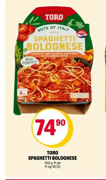 Coop Extra Toro spaghetti bolognese tilbud