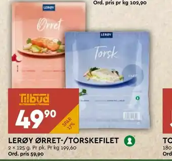 Coop Mega Lerøy ørret-/torskefilet tilbud