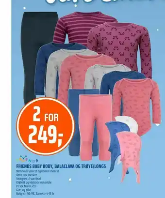 Coop Obs Friends baby body, balaclava og trøye/longs tilbud