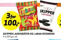 Bunnpris SKIPPER LAKRISBÅTER OG LABAN SEIGMENN tilbud