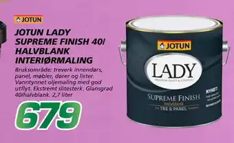 Coop Byggmix JOTUN LADY SUPREME FINISH 40/ HALVBLANK INTERIØRMALING tilbud