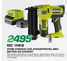 Coop Byggmix RYOBI R18GN18-120S DYKKERTPISTOL MED BATTERI OG DYKKERT tilbud